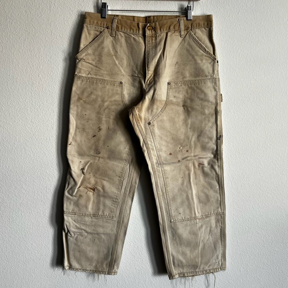 Carhartt B01 BRN faded brown double knee work wear carpenter pants